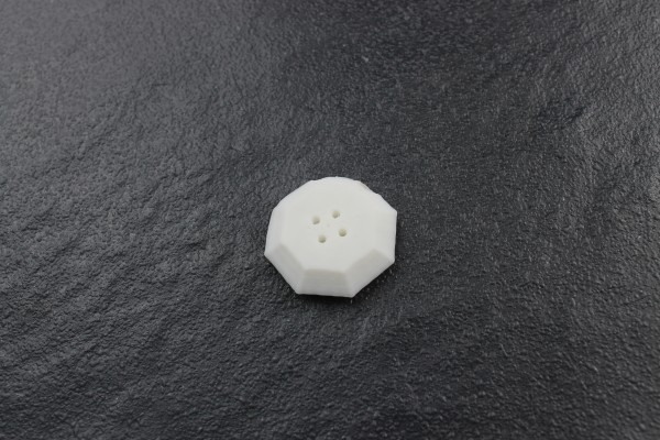 Knopf Oktagon Zulaufend 10 mm ausgedruckt - weiß